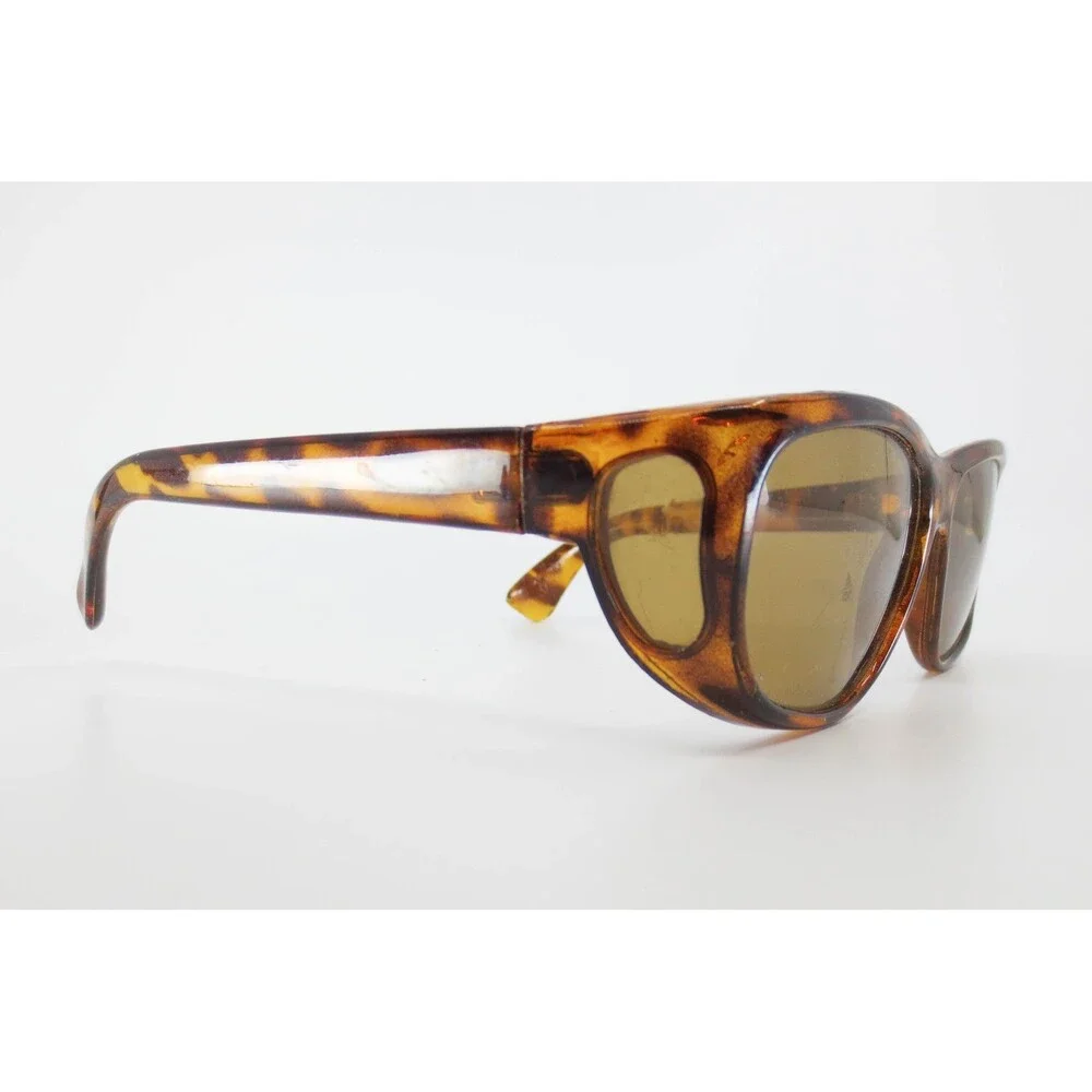 Tortoiseshell Wrap Sunglasses Brown Tinted Lenses Side Windows Retro